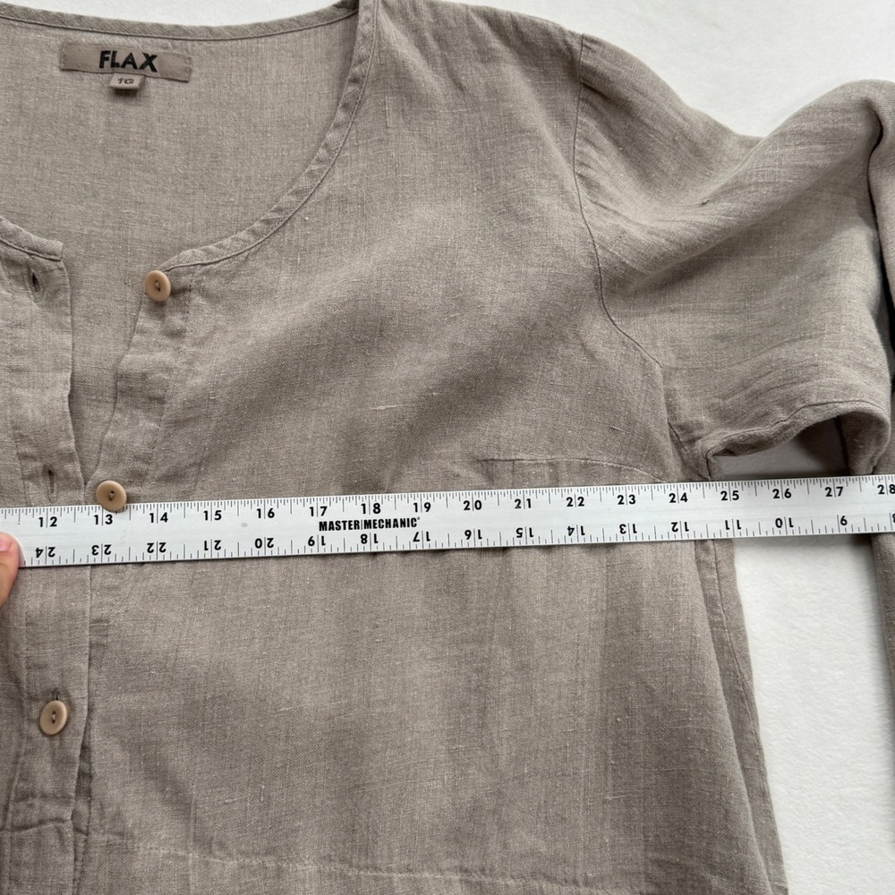 FLAX 100% Linen 2 Piece Set Cardigan and Tank Top Oatmeal Womens 1G Lagenlook - Picture 9 of 12